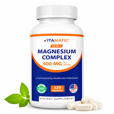 Magnesium Complex 400mg Elemental MG 10-in-1, 120 Capsules, Dietary Supplements 