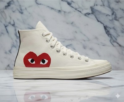 Converse 150205C Chuck 70 CDG Hi Off White High Heart Rot Herren Uk 8 Turnschuhe