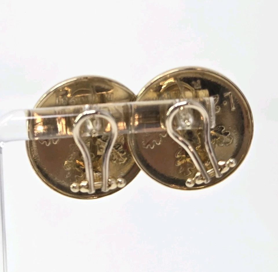 Vintage Milor 14k Yellow Gold BEZEL & BACKS '79 '81 Lira Coin Earrings 9g READ!! - Image 3 of 4