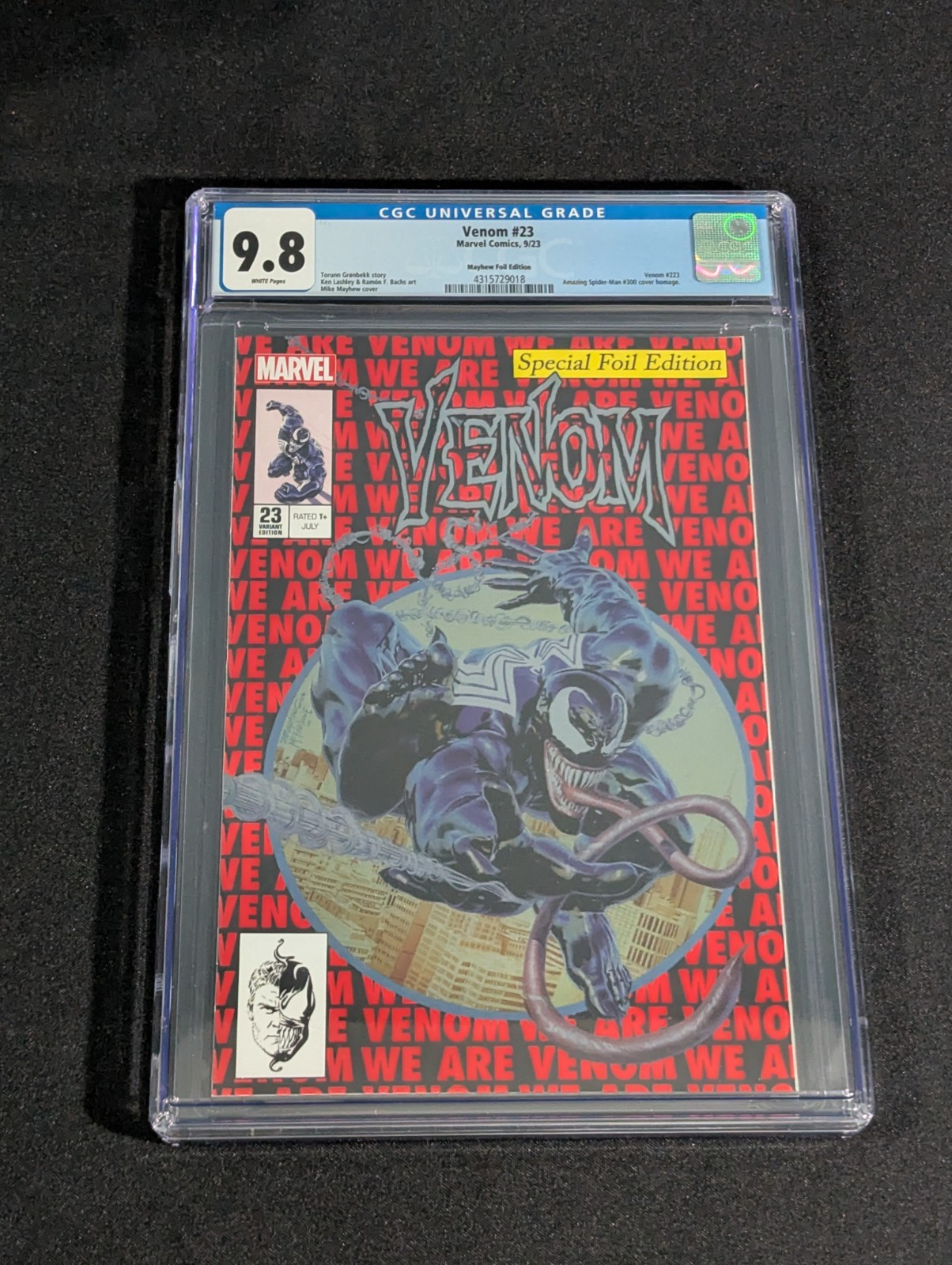 Venom #23 CGC 9.8 2021 Mike Mayhew Foil Variant ASM #300 Homage Marvel Key Comic