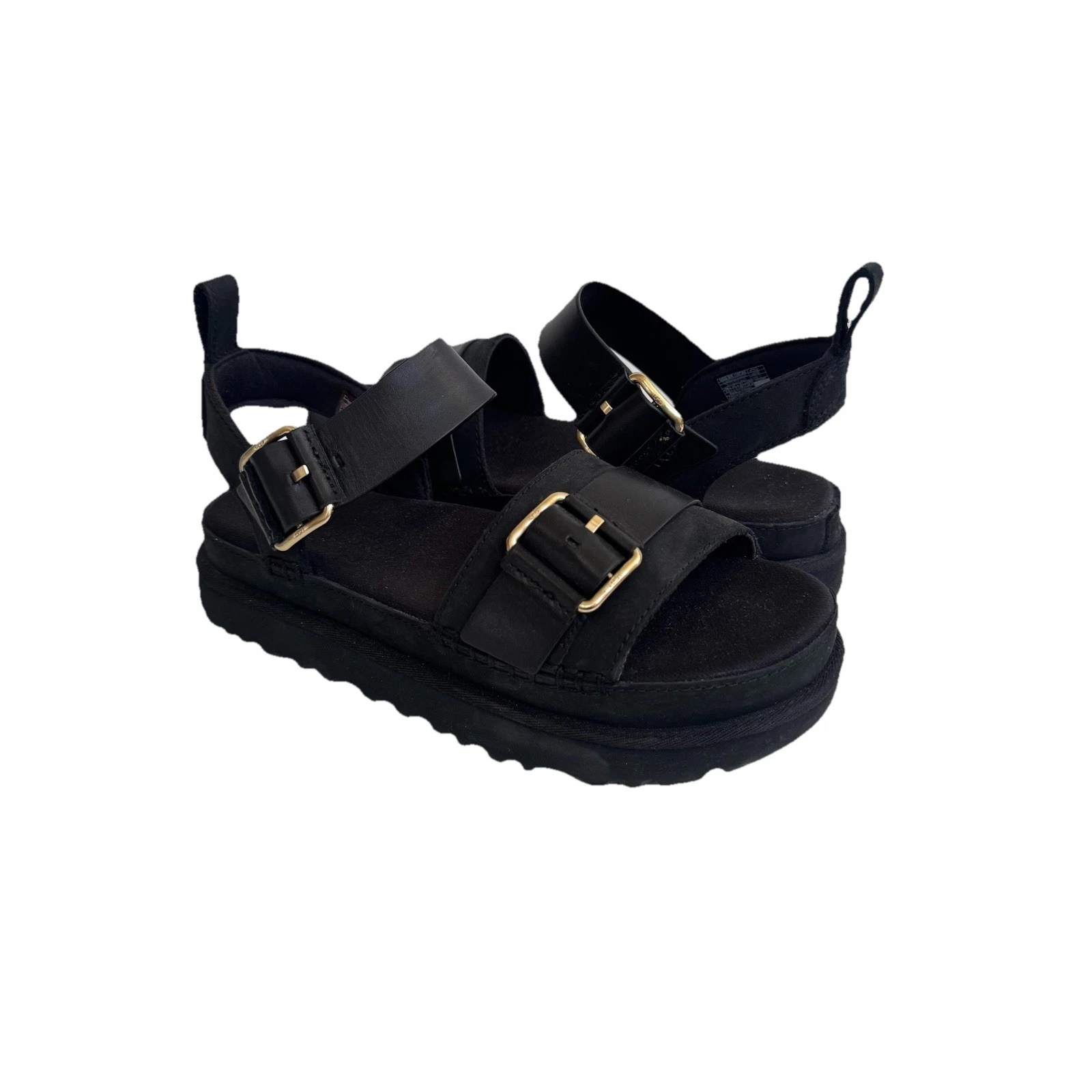 SANDALI UGG GOLDENS VILLA NERI PLATEAU PELLE US 9 5 EU 40 5 UK 7 5