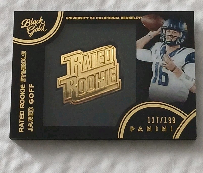 Jared Goff Panini Black Gold Collegiate Rated Rookie Symbol Relics #29 Base