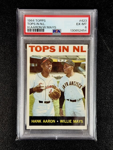 1964 Topps - TOPS IN NL - Willie Mays, Hank Aaron #423 PSA 6!