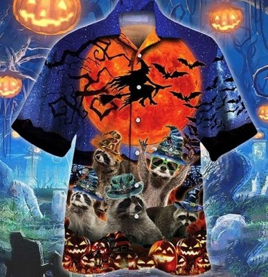 Raccoon Lovers Halloween Night Hawaiian Shirt