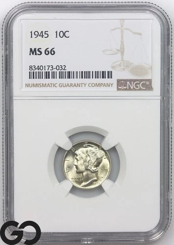 1945 Mercury Dime NGC MS 66 ** Premium Quality Blazer!