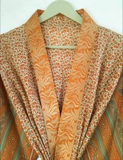 Kimono Robe Pure Silk Long Upcycled Sari Handmade Resort Wear Outfit KMO4557