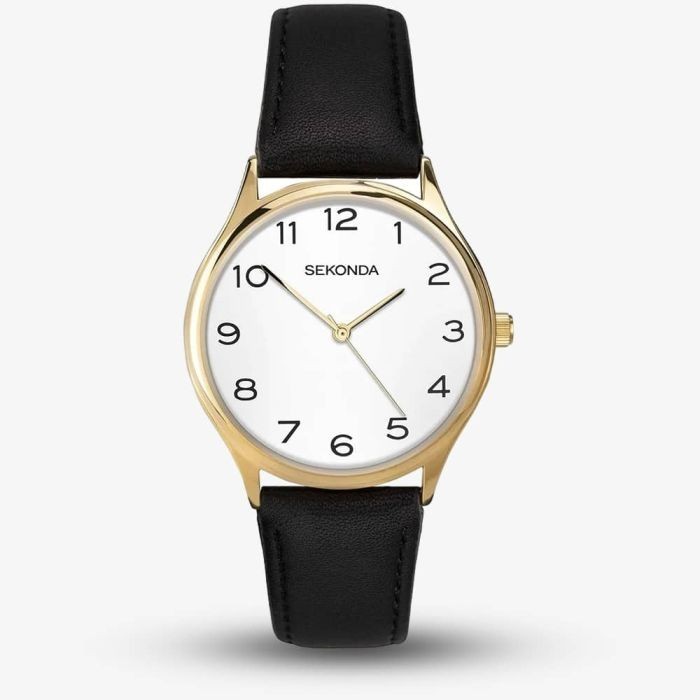 Mens Sekonda White Dial Black Number Easy Reader Gold Plated 38mm Watch 1854
