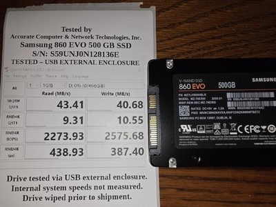 Samsung 860 EVO 500 GB 2.5'' SATA SSD   Tested & Wiped   SN Recorded 28136E