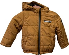 Timberland Puffer Jacket S 2 Tan Hooded Winter Full Zip Kids Toddler