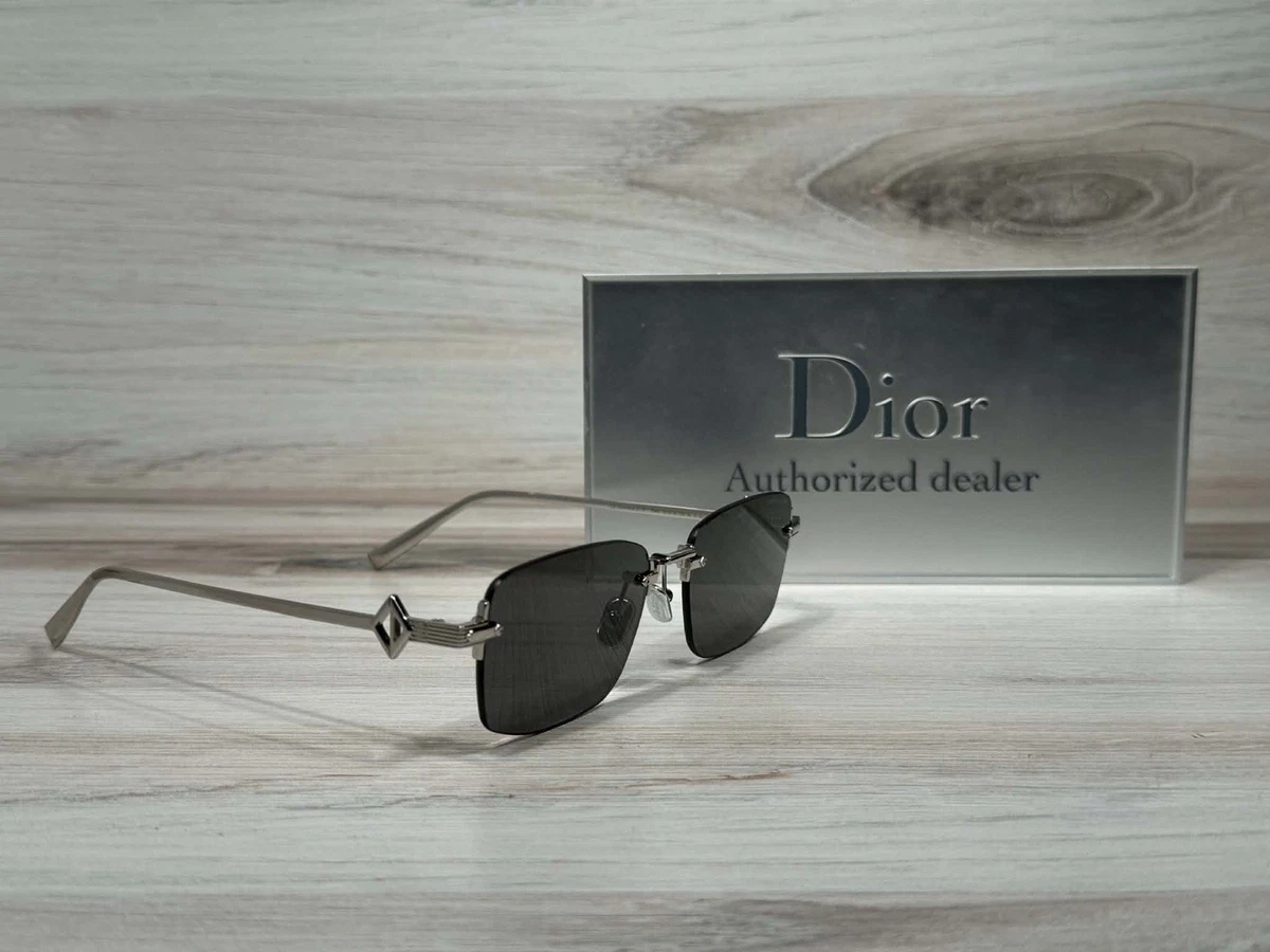 Christian Dior CD Geometric Rimless Sunglasses Gray Gradient Lenses w/ Dior Case DIOR EYEWEAR CD Diamond S11U Rectangular-Frame Rimless  main image 3