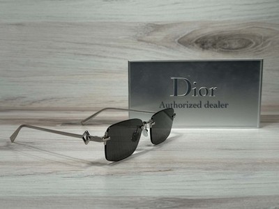 Christian Dior CD Diamond S11U F0A0 Silver W/ Gray Lens Sunglasses. Ships Now!