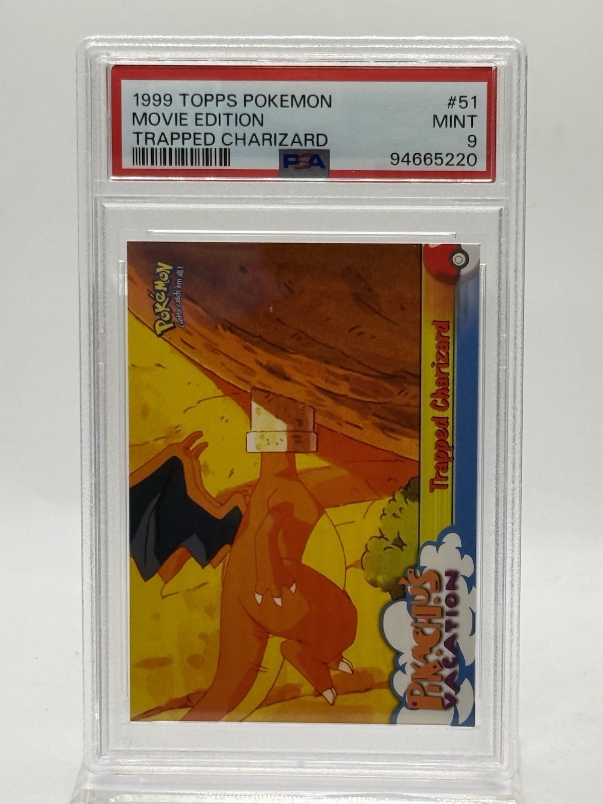 1999 Topps Pokemon Movie Edition - #51 TRAPPED CHARIZARD (PSA MINT 9)