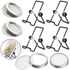 Sprouting Jar Lid Kit 4 Pack Stainless Steel Stand