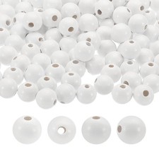 14mm Natural Wood Beads, 300 Pack Wooden Beads Round Loose Beads, White