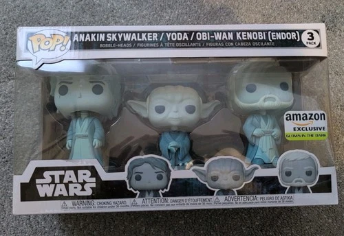 Funko POP Star Wars Force Ghost 3-Pack Anakin, Yoda, Obi-Wan Kenobi GITD Amazon