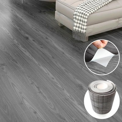 6 Sq.Ft,Wood Peel and Stick Floor Tiles,4 Pack Grey Vinyl Flooring Roll,36''×6...