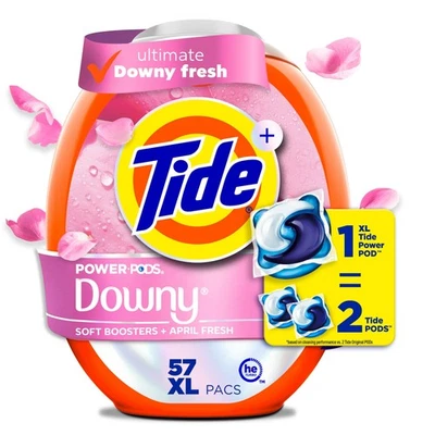 Tide Power PODS with Downy Soft Booster Laundry Detergent Pacs April Fresh Scent