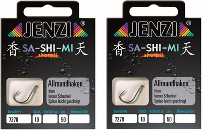 Set 2 Packungen gebundene Allroundhaken Angelhaken von JENZI (20 Stück), 50cm Ha
