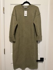 MANGO MNG Long Style Boho Maxi Sweater Dress Size Medium Green NEW