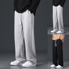Mens Straight Leg Wide Leg Sweatpants Loose Fit Sports Trousers Drawstring