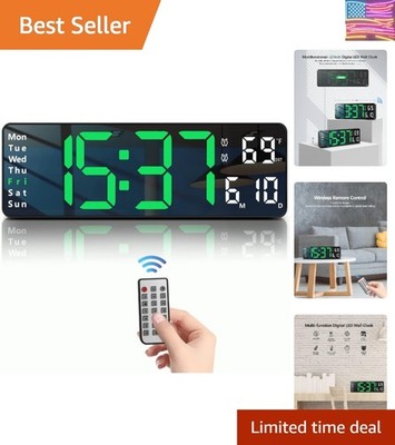 Digital Wall Clock - 13'' Large LED Display, Loud Alarm, Remote Control, DST, ...