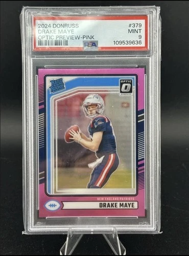 2024 Panini Donruss Drake Maye #379 Optic Pink Prizm PSA 9 Rookie Patriots RC