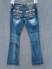 Rock Revival Thais Womens Blue Jeans 27 Easy Boot Rhinestones 30X32