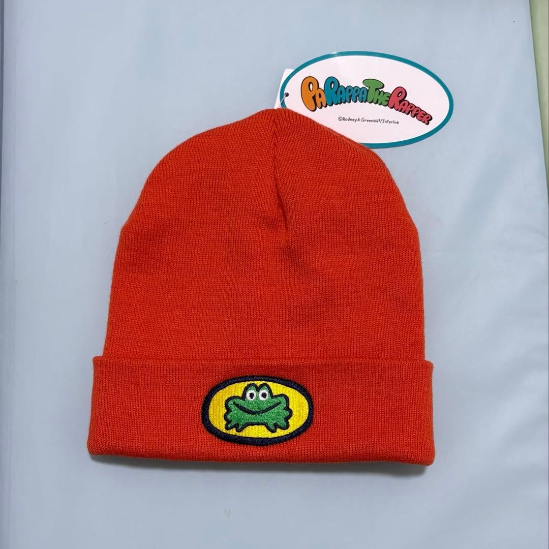 帽子 oops TREATMENT ASIA beanie PaRappa the Rapper Orange Knitted Hat Beanie Frog Emblem Unisex