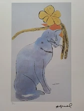 Andy Warhol Signed Lithograph - Cat Sam - Certificate Leo Castelli