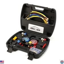 4 Way A/C Manifold Gauge Set for R134A R410A R404A R22 with 5FT Hose & Adapters