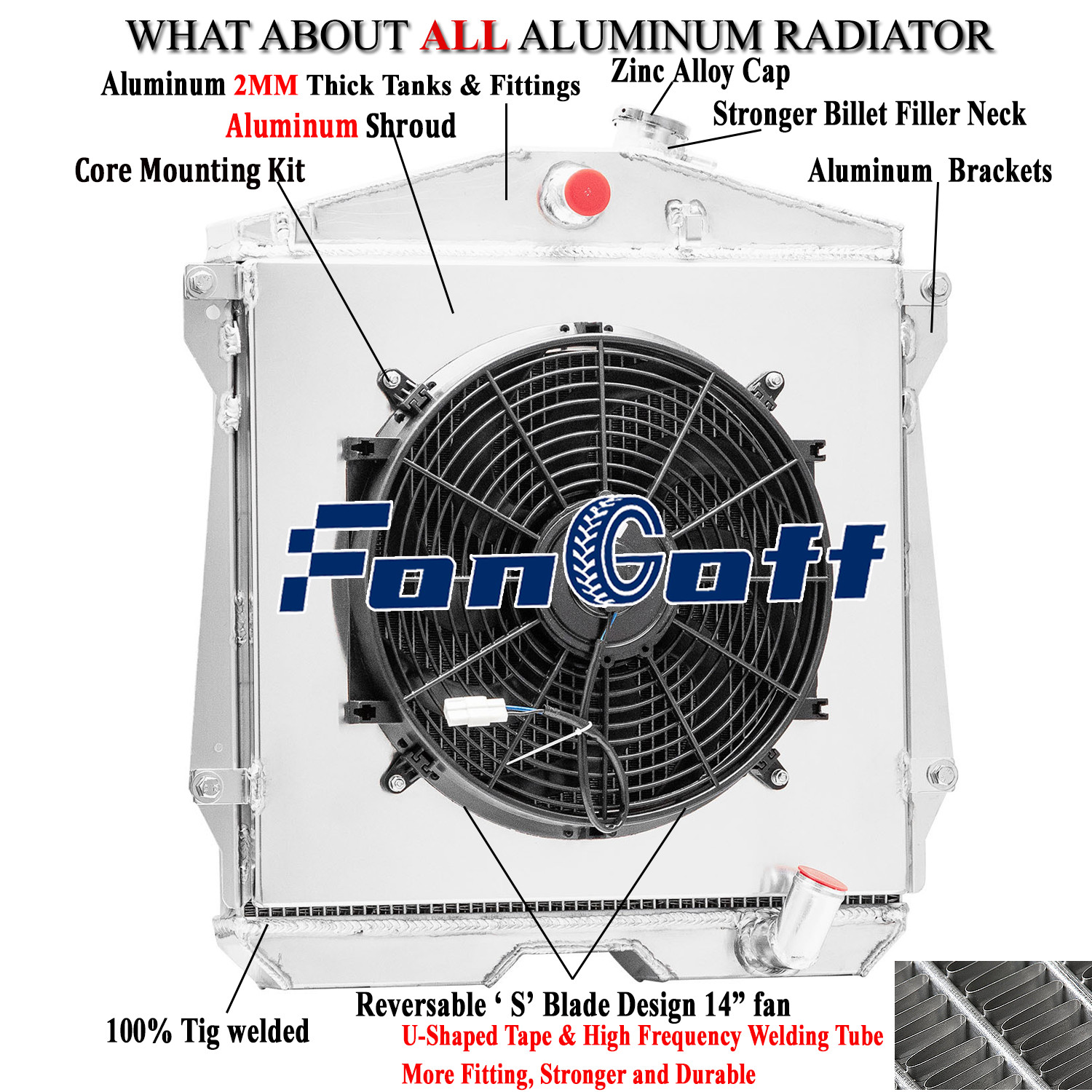 3 Row Radiator Shroud Fan For 1943-1948 Chevy Car Sedan Coupe L6 3.5L 3.8L MT US