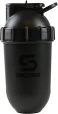 ShakeSphere Tumbler Protein Shaker Bottle Gloss Black/Black 700ml 24oz Workout