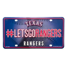 Rico Industries MLB Texas Rangers Hashtag #LETSGORANGERS License Plate