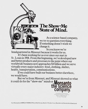 Vintage Monsanto 1973 Print Ad The Show-Me State of Mind Missouri Science