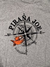 Vintage Large Piraña Joe Barbados Gray Short Sleeve Shirt