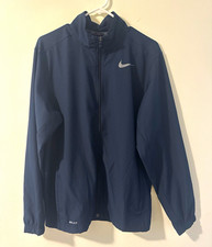 Nike Dri-FIT Men's Track Jacket Navy M Full-Zip Polyester Knit Stand Collar