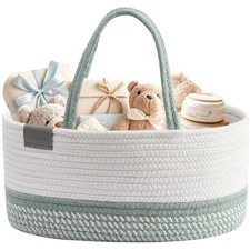 Baby Caddy Organizer, Diaper Caddy Basket, Baby Baskets for Baby Shower Sage...