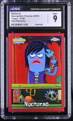 Nickelodeon Nocturna Red Refractor 2025 SpongeBob Chrome 188 CGC 9