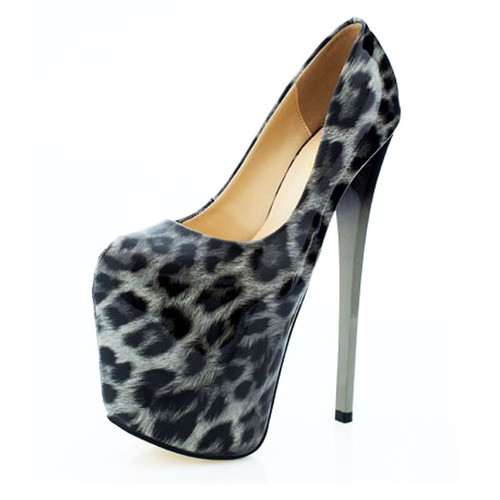 Sexy zapatos de salón con plataforma de tacón de aguja súper alto de 19 cm con estampado de leopardo para mujer club nocturno - Imagen 4 de 27