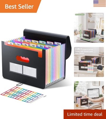 Sleek A4/Leter Accordion Document Organizer - 12-Pocket & Easy Retrieval System
