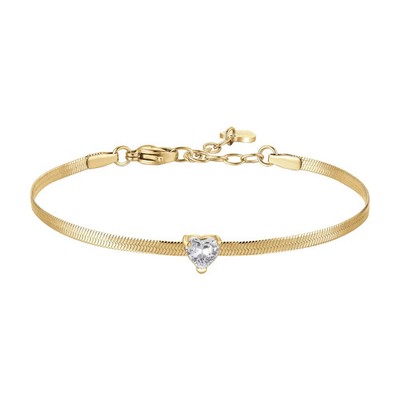 Luca Barra Armband Damen Stahl Snake Gold Herz weiße Zirkonia _ BK2961