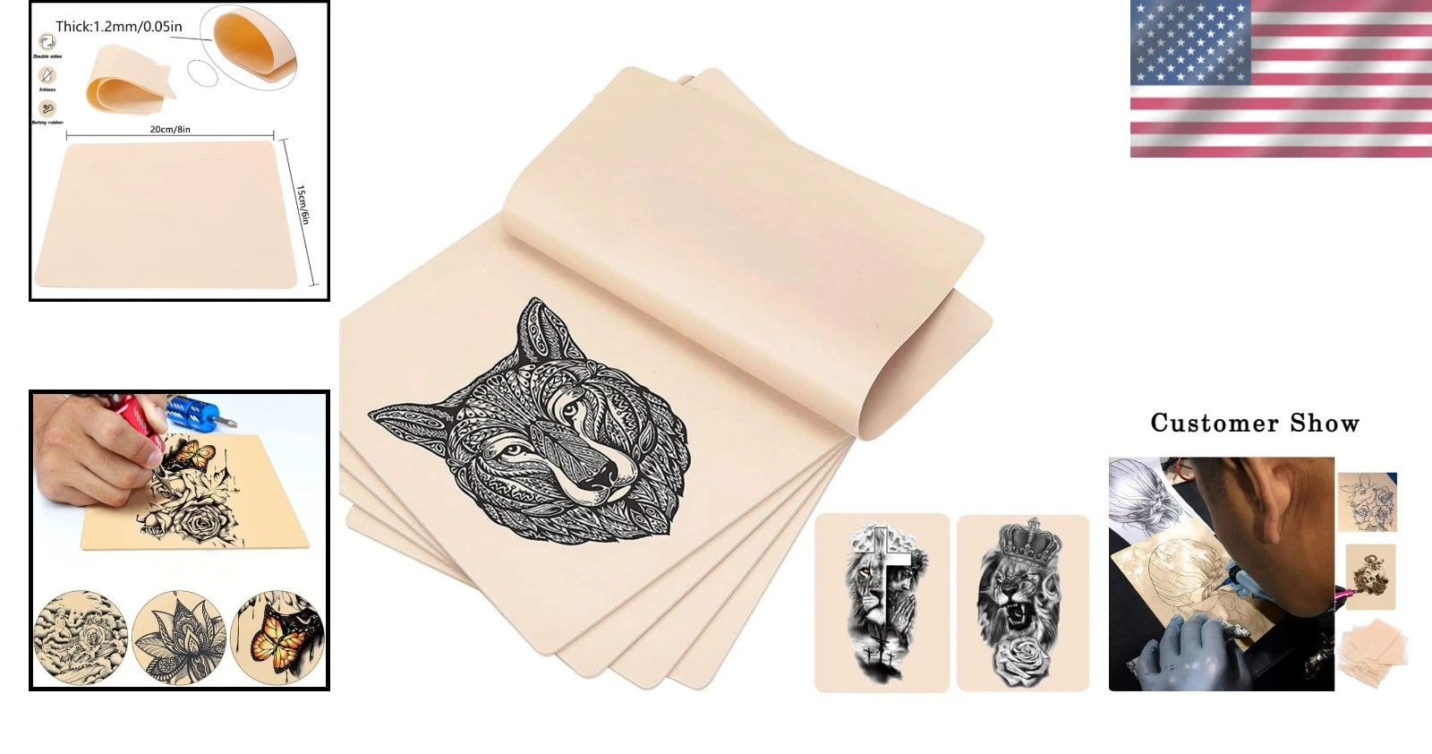 Durable Double-Sided Tattoo Skin Kit, 5 Pcs 8x6in for Microblading & More image 2