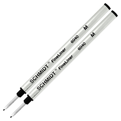 2 X - Schmidt 6040 Fineliner Spring Loaded Refill - Black, Broad Point 1.0mm Tip