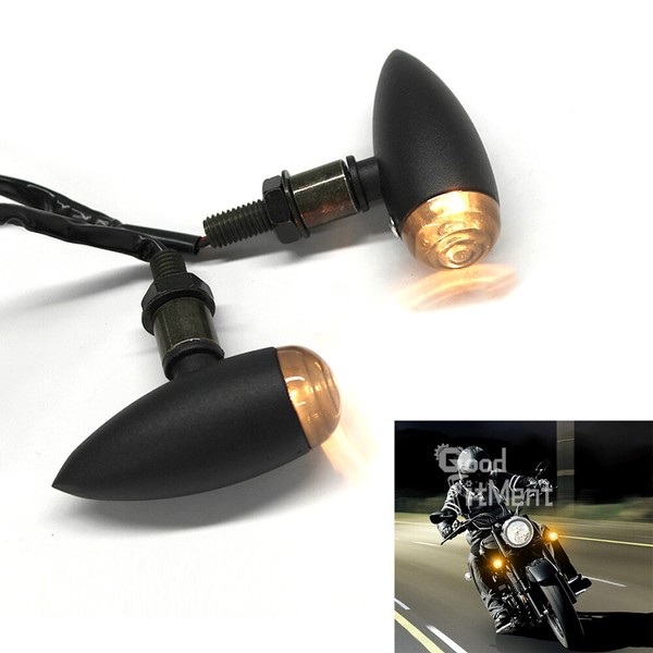 E-GeprüFt 2X Motorrad Quad Mini Blinker Bullet Licht Halogen 12V GetöNt Schwarz-image