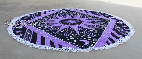 48" Beach Roundie Hippie Mandala Round Tapestry Boho Yoga Mat Bohemian Sheet US - Picture 21 of 149