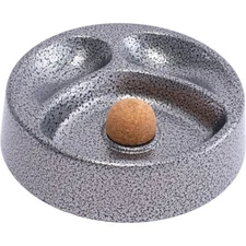 6.75 Lucienne Crackle Grey Metal Round 2 Pipe Hold Ashtray with Knocker Cork