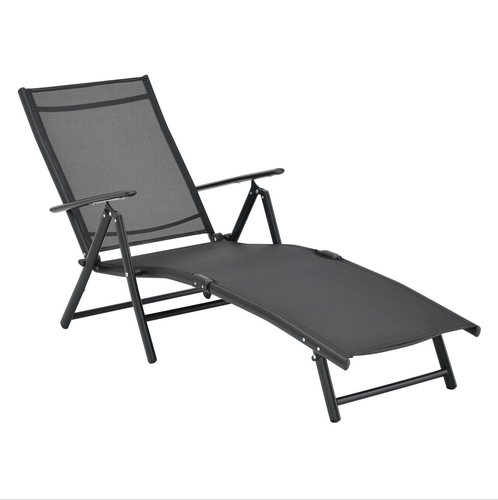 Sonnenliege Gartenliege Strandliege Campingliege Alu Relax Liege Schwarz - Bild 3 von 7