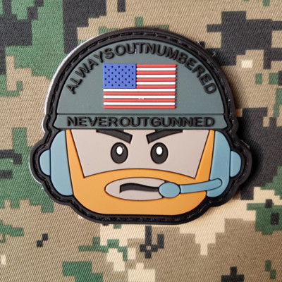 3D PVC ALWAYS OUT NUMBERED NEVER OUT GUNNED USA US FLAG RUBBER HOOK LOOP PATCH