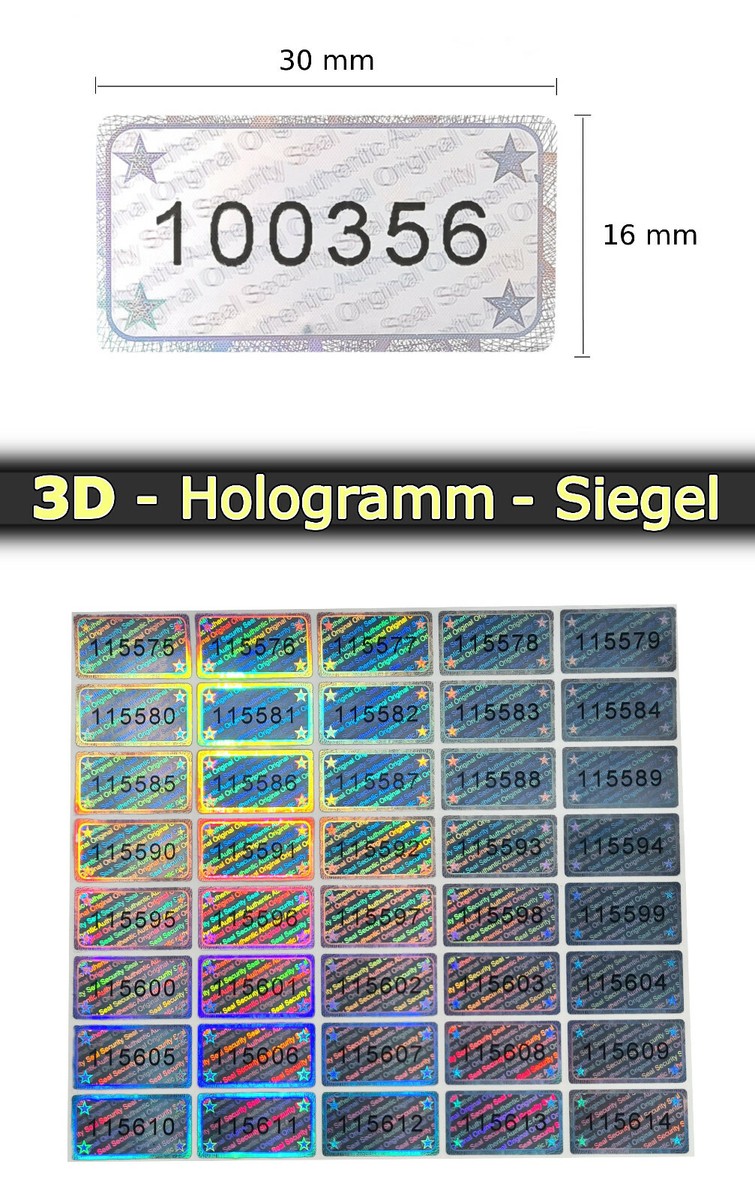 3D-Hologramm-Hygienesiegel mit Seriennummer - kaufen