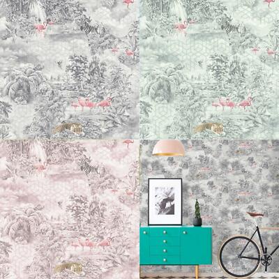 Mayang Geometrische Dschungel Motto Tapete Modern Feature Wand Grün Rosa oder Grau